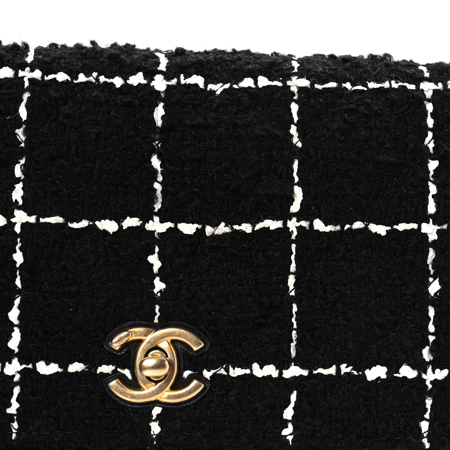 Chanel Tweed Quilted CC Pearl Crush Wallet On Chain WOC Black 11 of 15