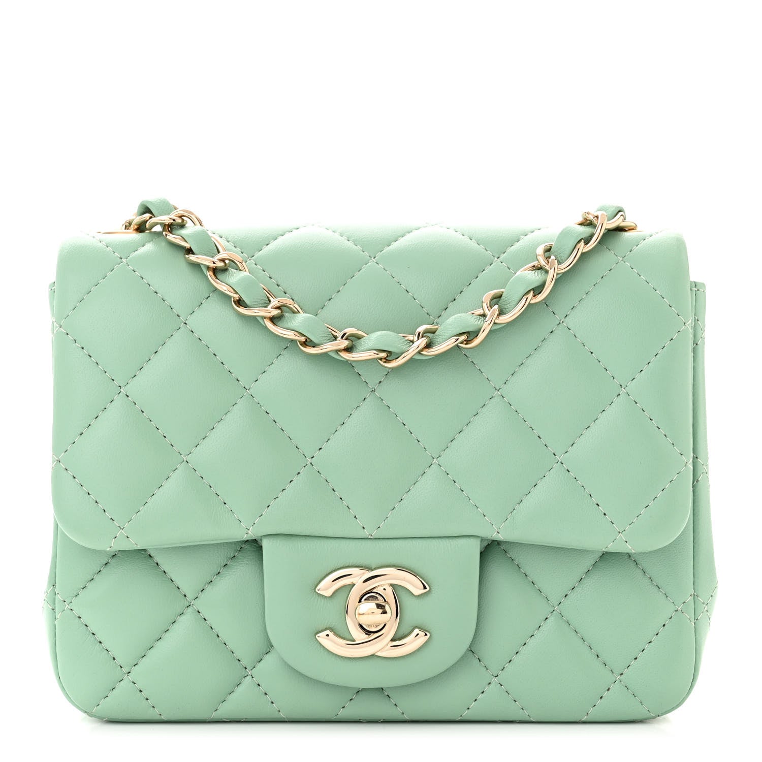 Chanel Lambskin Quilted Mini Square Flap Light Green 1 of 10