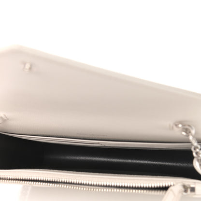 Saint Laurent Grain De Poudre Matelasse Chevron Monogram Envelope Chain Wallet Porcellana 4 of 8