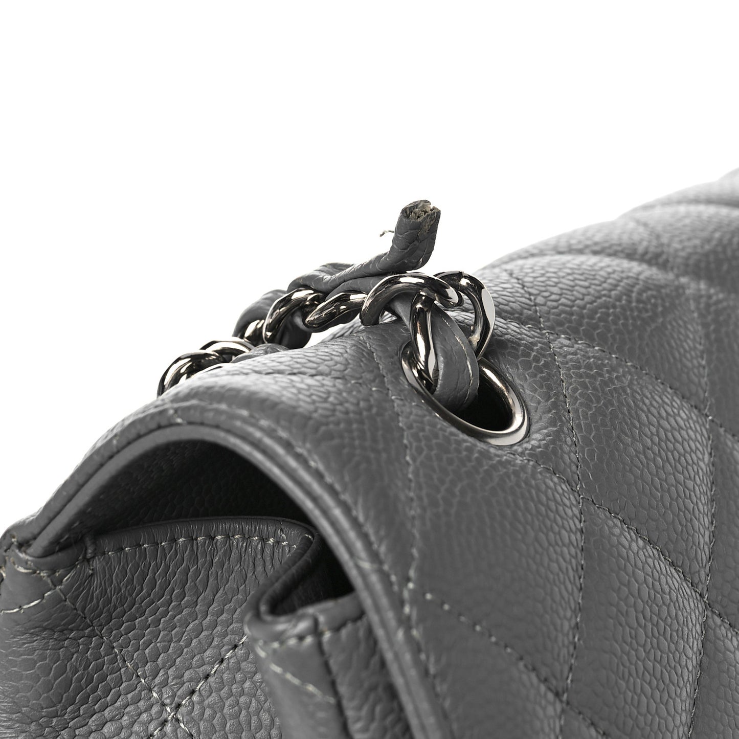 Caviar Quilted Maxi Single Flap Grey