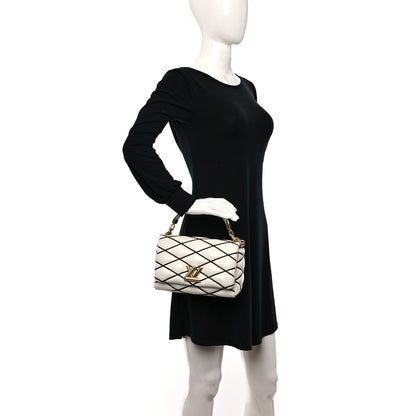 Louis Vuitton Lambskin Malletage Top Handle GO-14 MM White Black 2 of 10