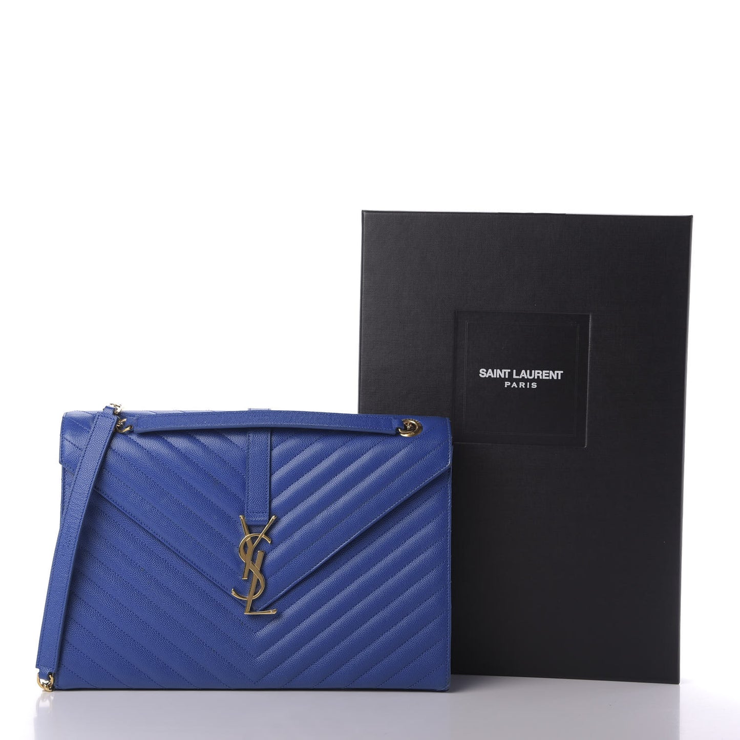Grain De Poudre Matelasse Chevron Large Monogram Satchel Blue Majorelle