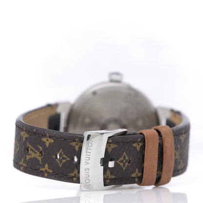 Louis Vuitton Stainless Steel Monogram 34mm Tambour Quartz Watch Brown 4 of 6