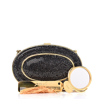 Judith Leiber Swarovski Crystal Minaudiere Clutch Black Gold 9 of 14