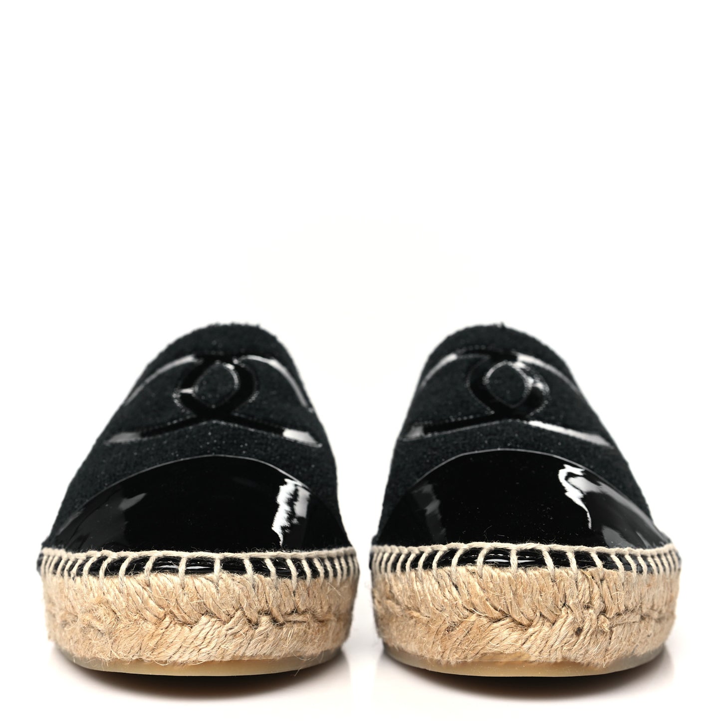 Fabric Patent Calfskin CC Espadrilles 40 Black