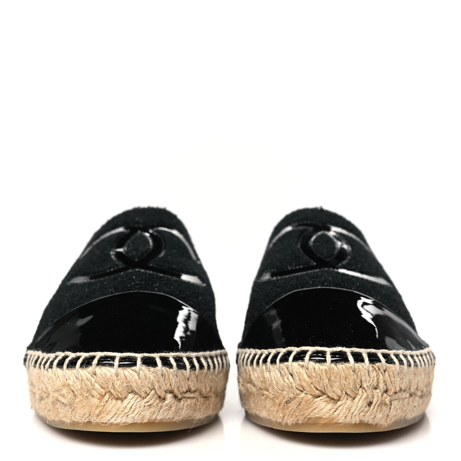 Chanel Fabric Patent Calfskin CC Espadrilles 40 Black 3 of 10