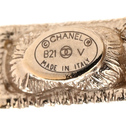 Chanel Crystal Cha-Nel Logo Drop Earrings Gold 4 of 6