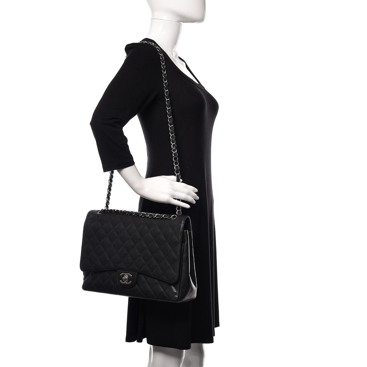 Chanel Caviar Quilted Maxi Double Flap Black 2 of 17