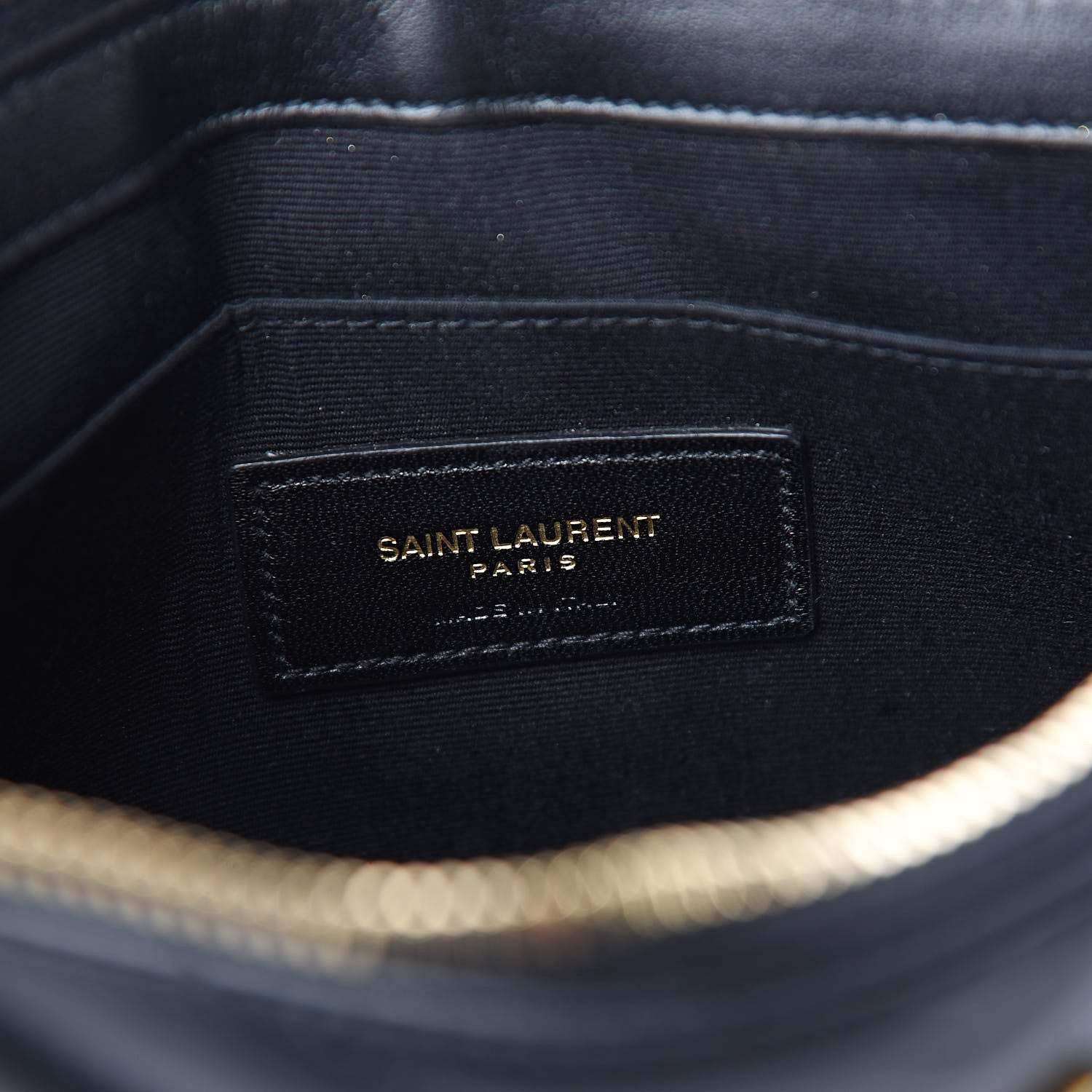 Saint Laurent Calfskin Matelasse Chevron Monogram A5 Wristlet Black 6 of 8