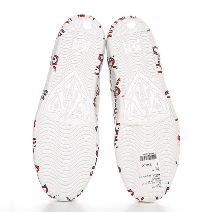 Gucci Calfskin GucciGhost Print Womens Ace Sneakers 38 White Hibiscus Red 4 of 9