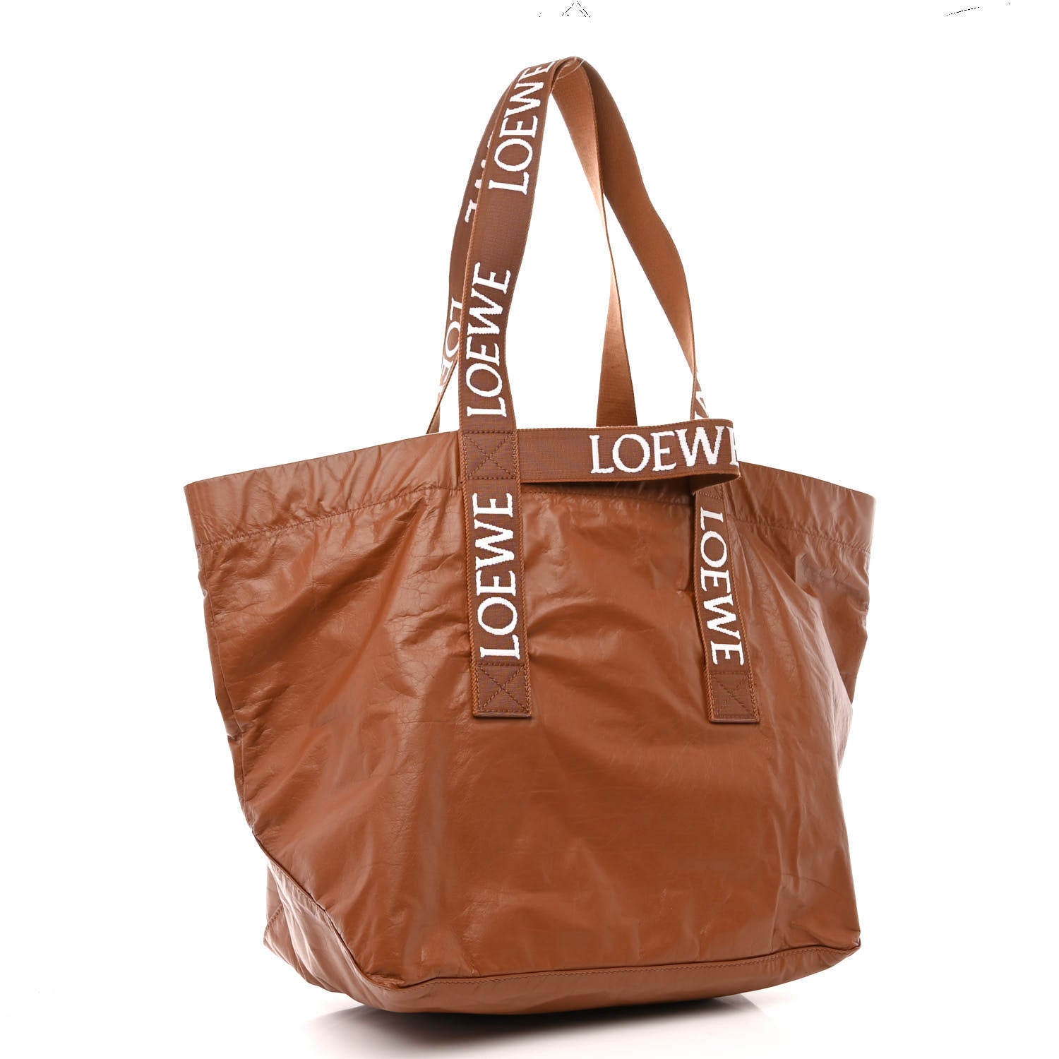 Loewe Paper Calfskin Fold Shopper Tote Tan 3 of 11