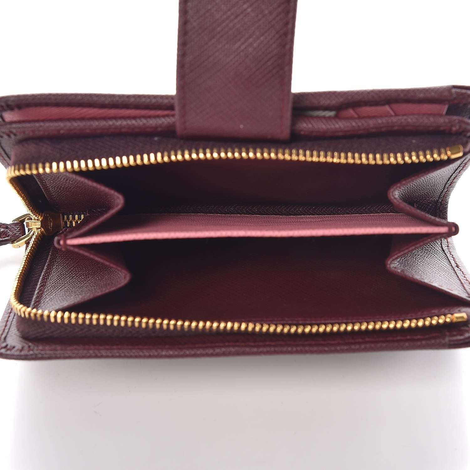 Prada Saffiano Metal Multicolor Compact Wallet Granato 5 of 8
