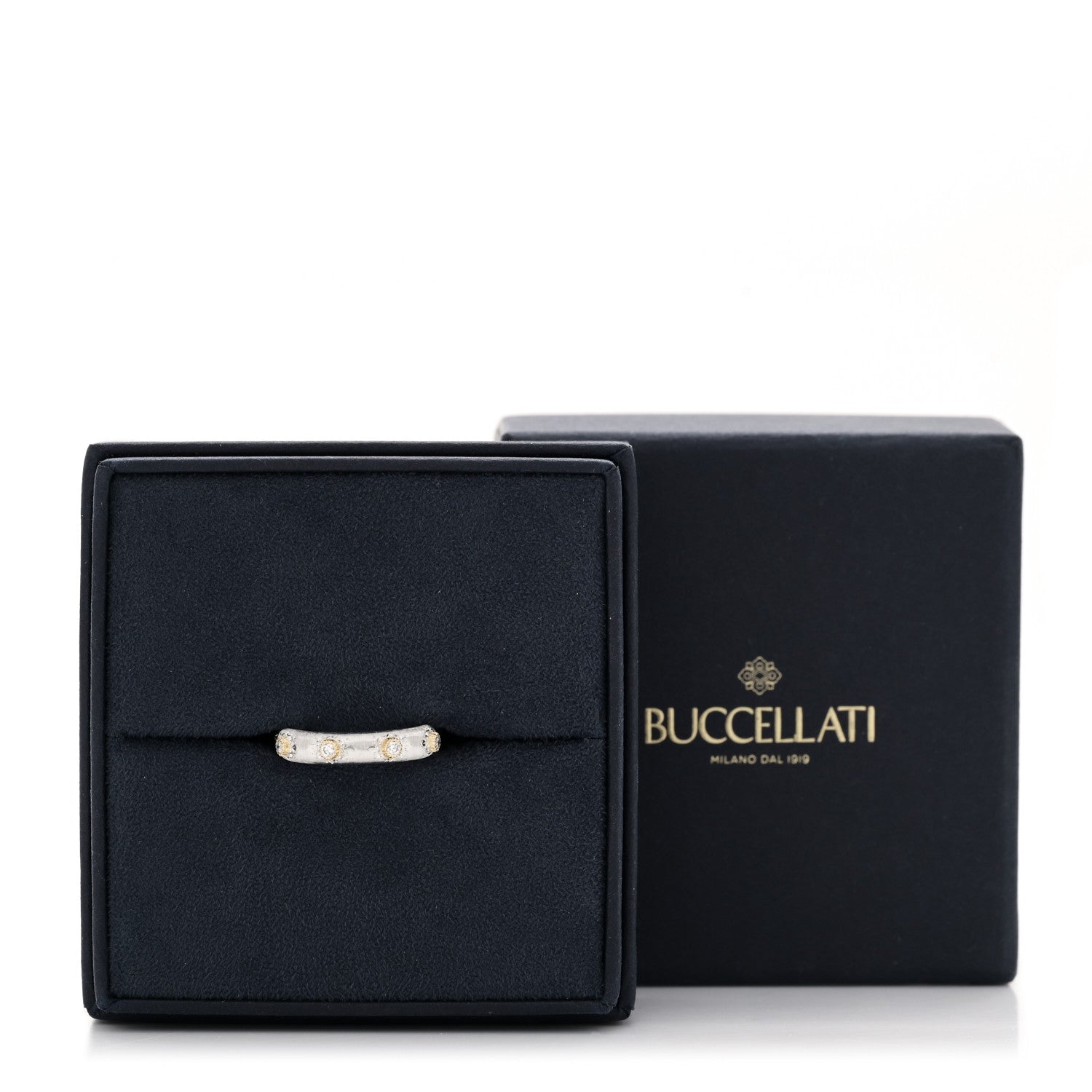 Buccellati 18K White Yellow Gold Diamond Macri Positano Eternelle Ring 51 5.75 5 of 5