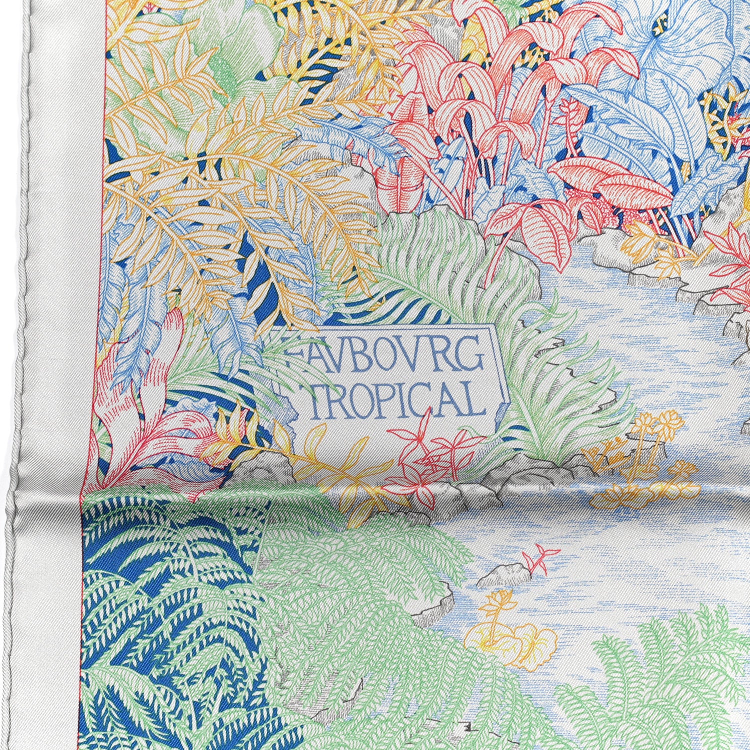 Hermes Silk Faubourg Tropical Scarf 90 Pierre Rose Multicolor 6 of 6