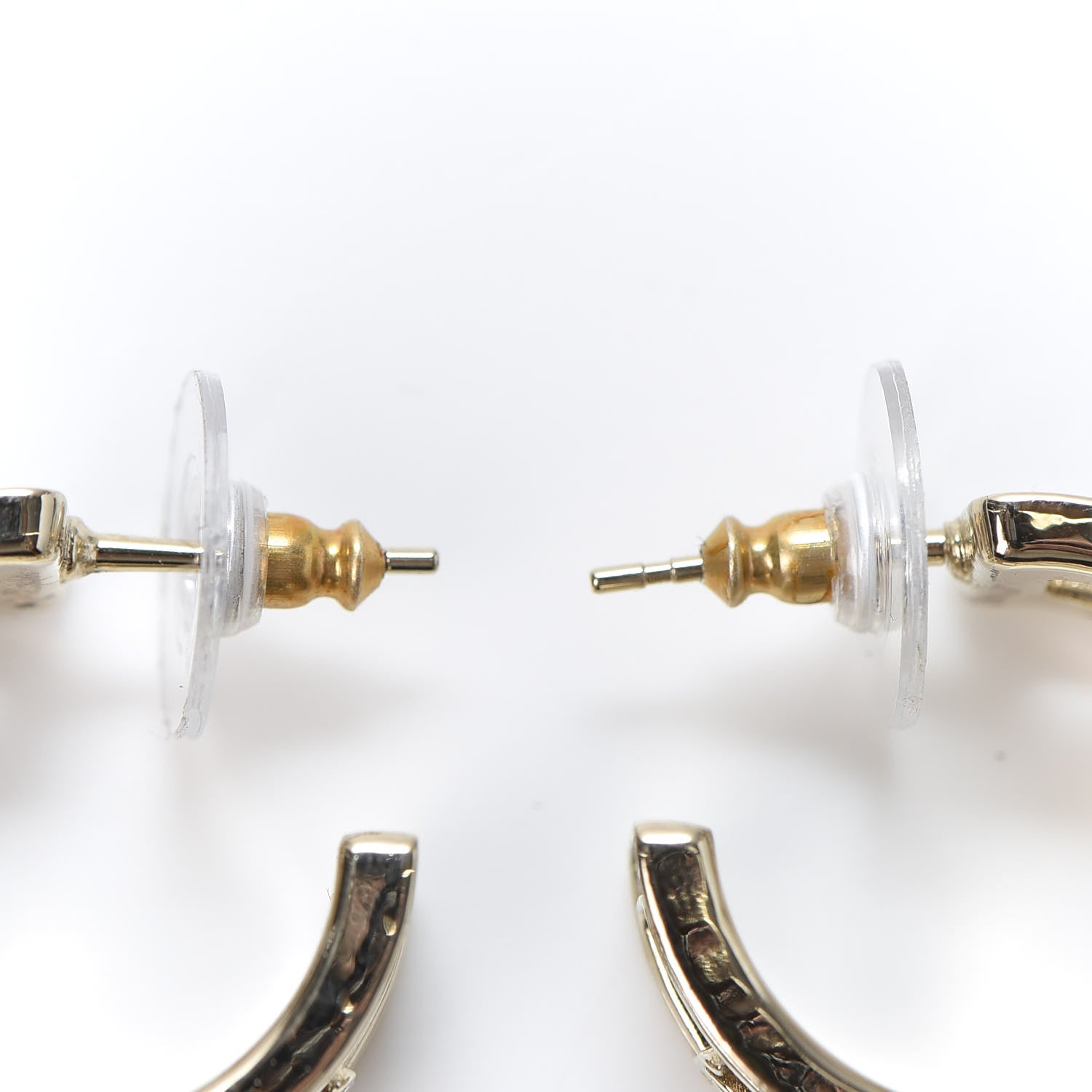 Chanel Metal Crystal Bow-tiful CC Hoop Earrings Gold 3 of 5