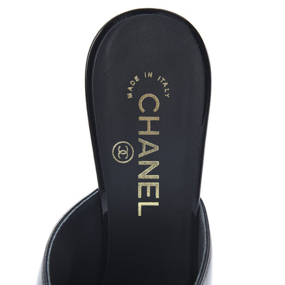 Chanel Lambskin Patent Calfskin Pearl Mules 40 Black 7 of 14