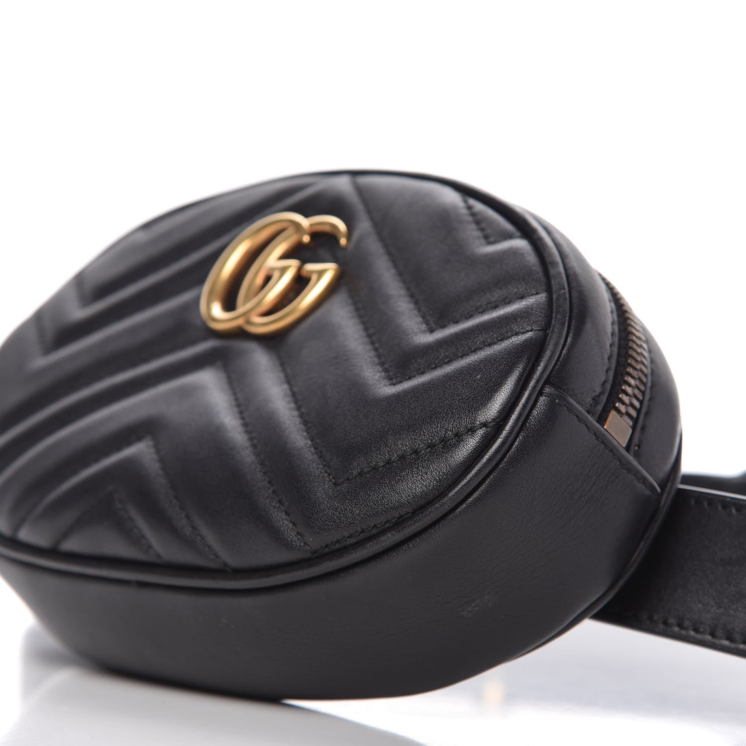 Gucci Calfskin Matelasse GG Marmont Belt Bag 85 34 Black 7 of 10