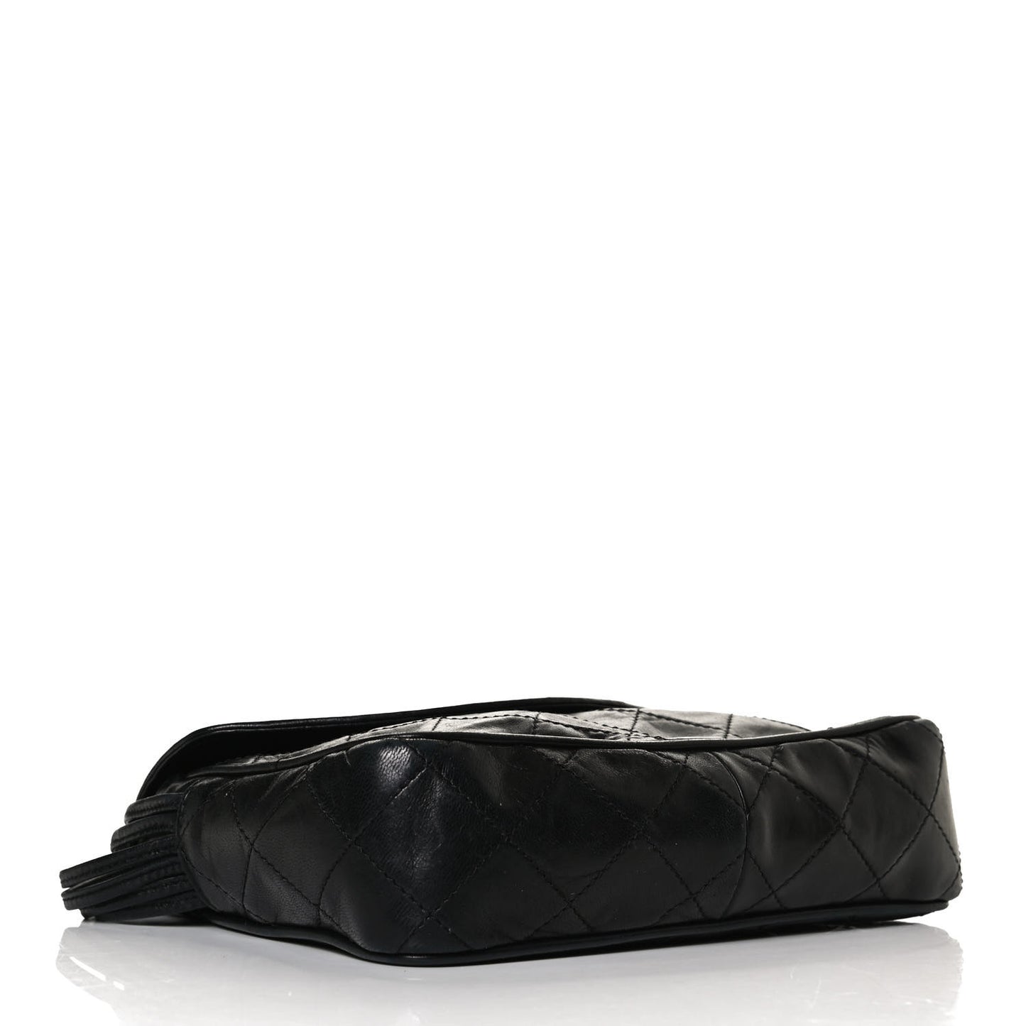 Lambskin Stitched Small Single Flap Black
