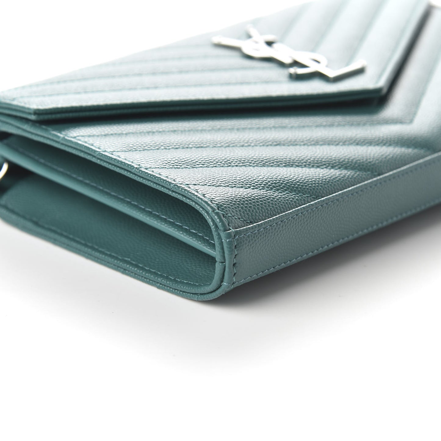 Grain De Poudre Matelasse Chevron Monogram Chain Wallet Malachite