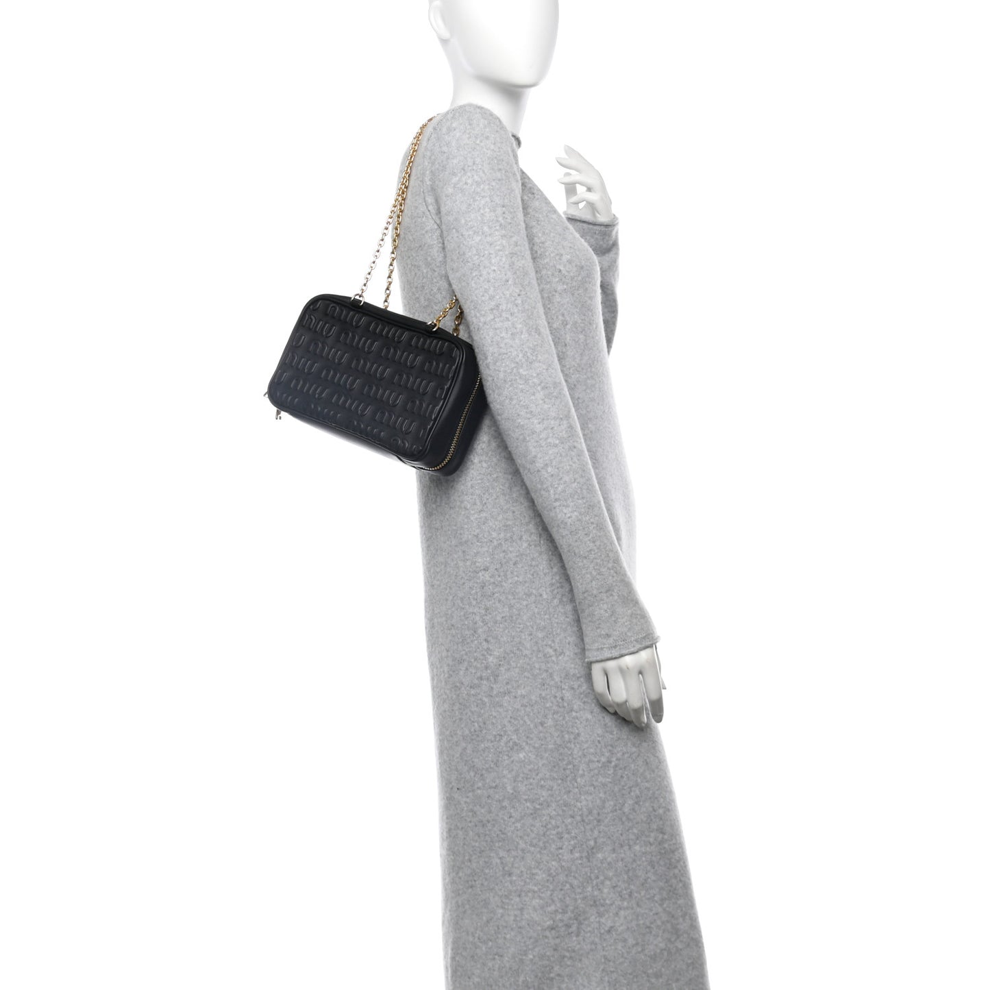 Softy Logo Embossed Small Chain Shoulder Bag Black