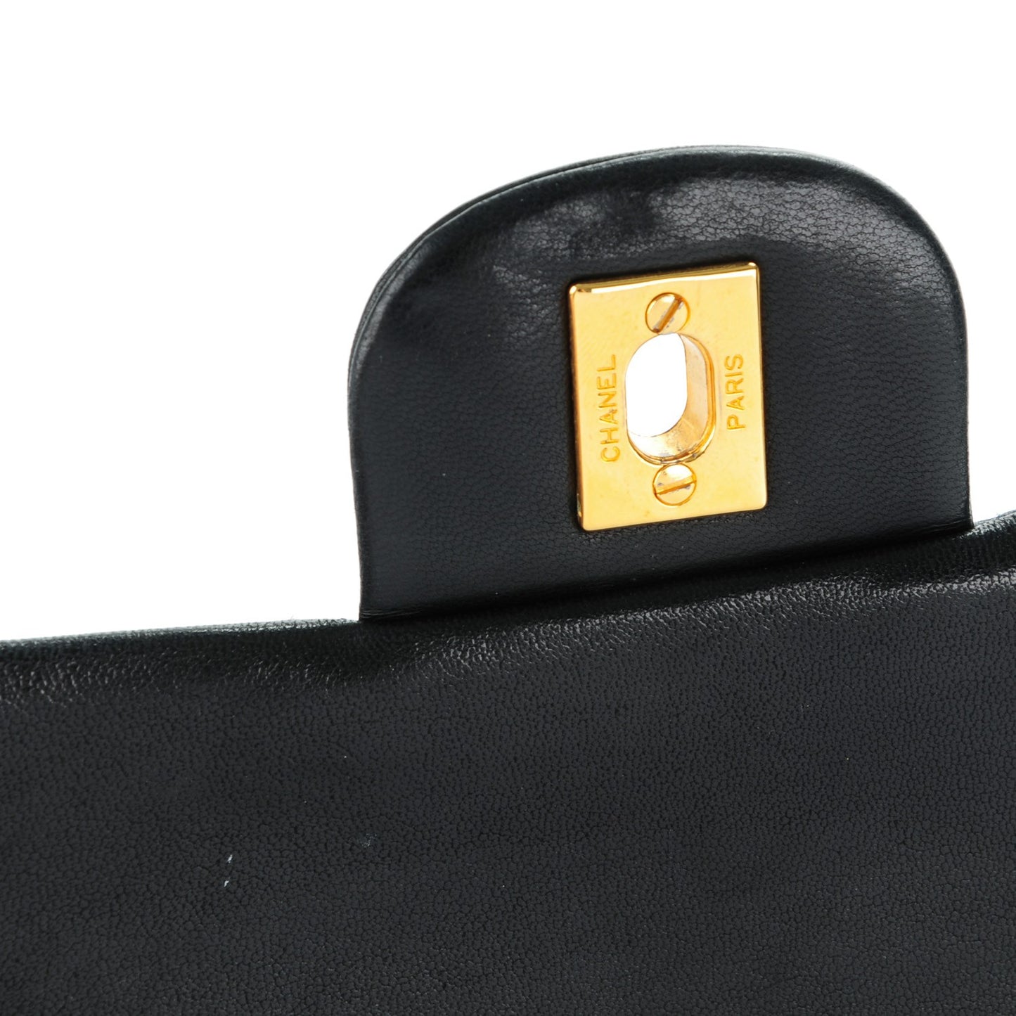 Lambskin Quilted Medium Double Flap Black