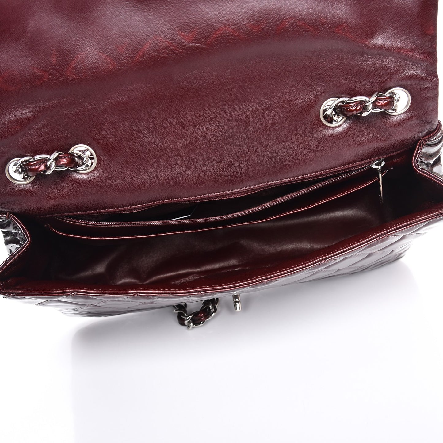 Patent Quilted Jumbo Single Flap Bordeaux