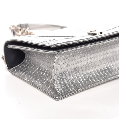 Christian Dior Metallic Patent Micro-Cannage Medium Diorama Flap Bag Silver 5 of 10