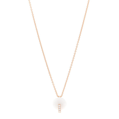 Roberto Coin 18K Rose Gold Diamond White Nephrite Disc Pendant Necklace 1 of 4