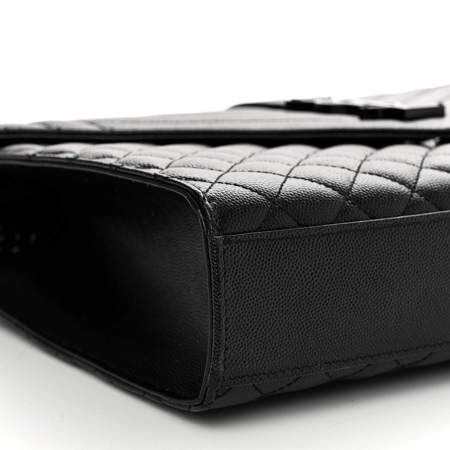 Grain De Poudre Textured Mixed Matelasse Large Triquilt Monogram Monochrome Satchel Black