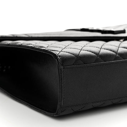 Saint Laurent Grain De Poudre Textured Mixed Matelasse Large Triquilt Monogram Monochrome Satchel Black 9 of 13