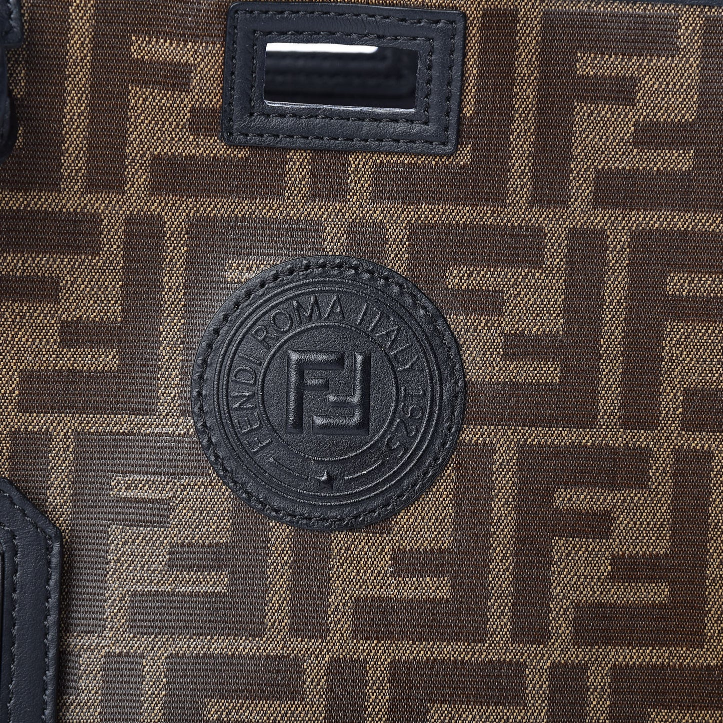 Glazed Fabric Vitello Century FF 1974 Stamp Patch Mini Peekaboo Defender Cover Mogano Panna Black