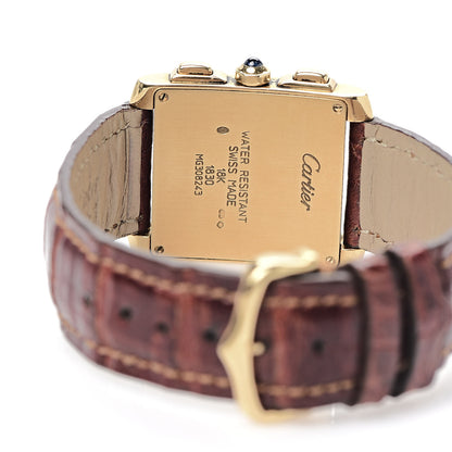 Cartier 18K Yellow Gold Alligator 28mm Tank Francaise Chronoflex Quartz Watch Brown 5 of 8