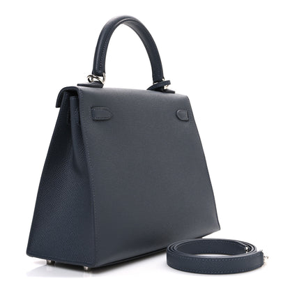 Hermes Epsom Tadelakt Chevre Mysore Casaque Etoilee Kelly Sellier 25 Ardoise Black Vert Peppermint 3 of 10