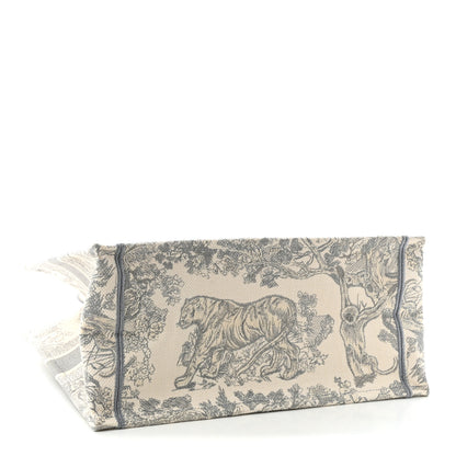 Christian Dior Canvas Embroidered Medium Dioriviera Toile De Jouy Book Tote Gray 4 of 10