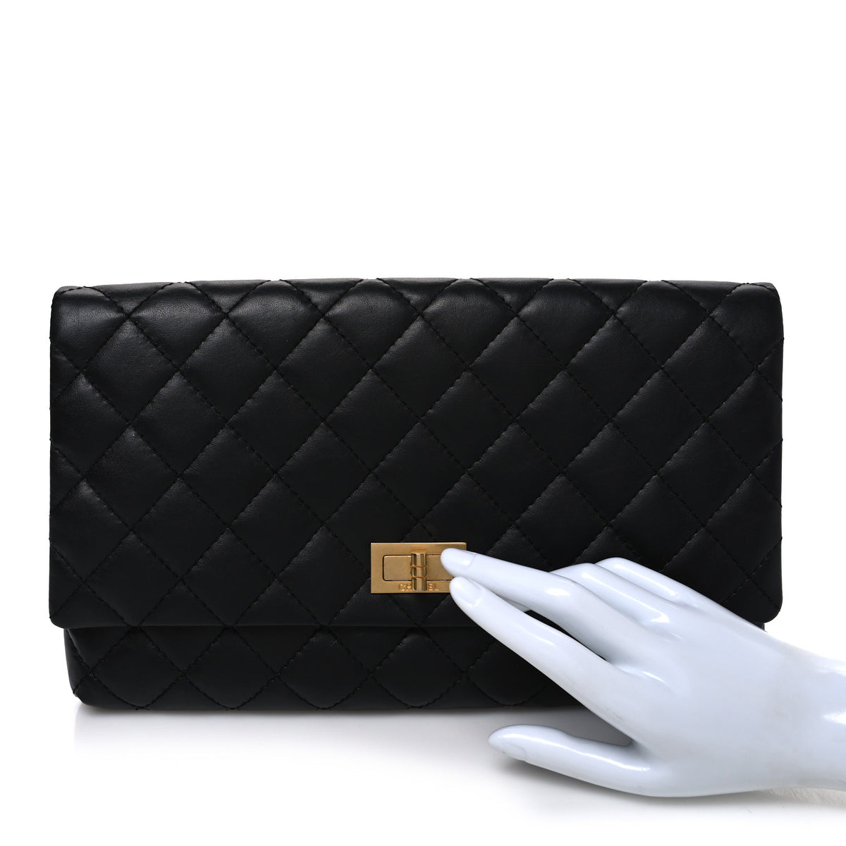 Chanel Aged Calfskin Quilted Reissue 2.55 Clutch Black 2 of 7