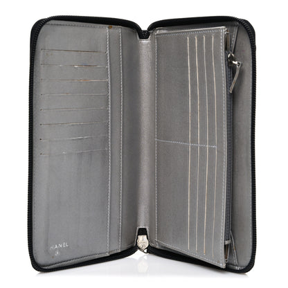 Chanel Lambskin Camellia Embossed Zip Around Organizer Wallet Black 5 of 9