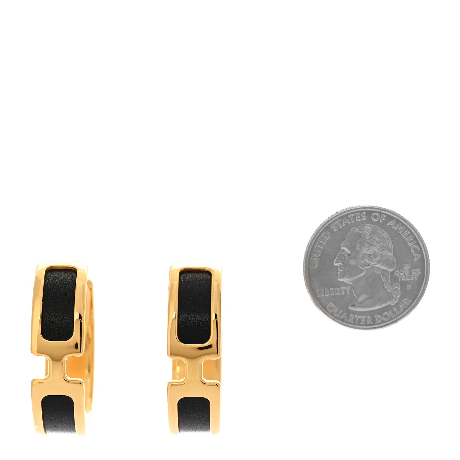 Hermes Box Calfskin Olympe Hoop Earrings Black 2 of 5