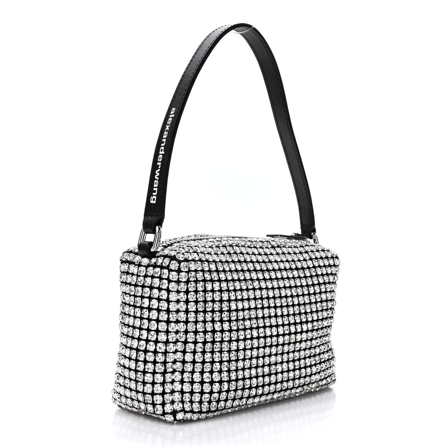 Alexander Wang Mesh Crystal Rhinestone Mini Heiress Pouch Black Silver 3 of 9