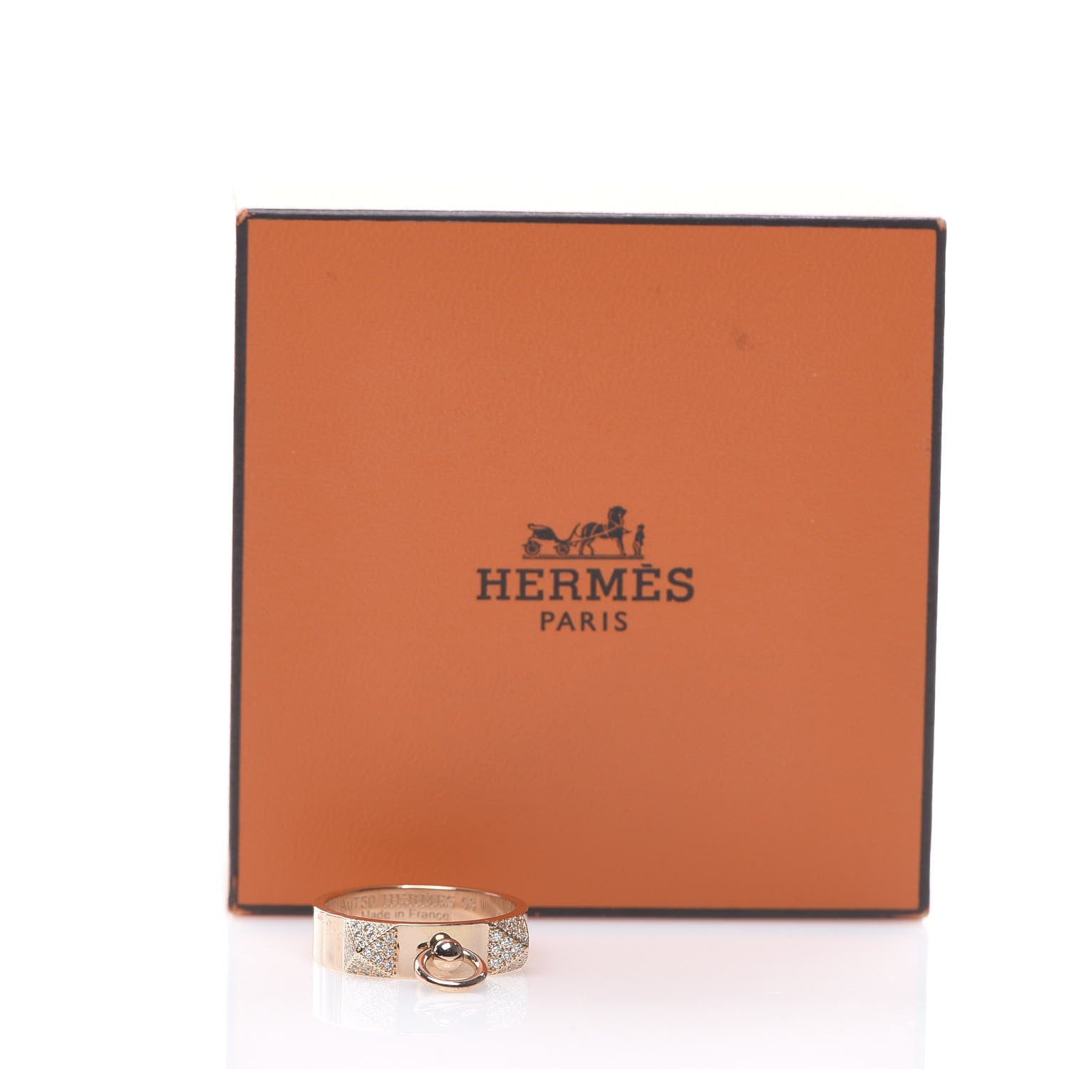 Hermes 18K Rose Gold Diamond PM Collier De Chien Ring 53 6.25 5 of 5