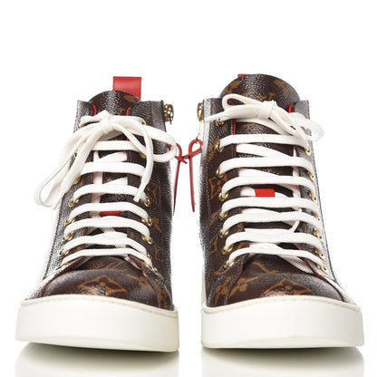 Louis Vuitton Calfskin Patent Monogram Stellar Sneaker Boots 36 Rouge 2 of 11