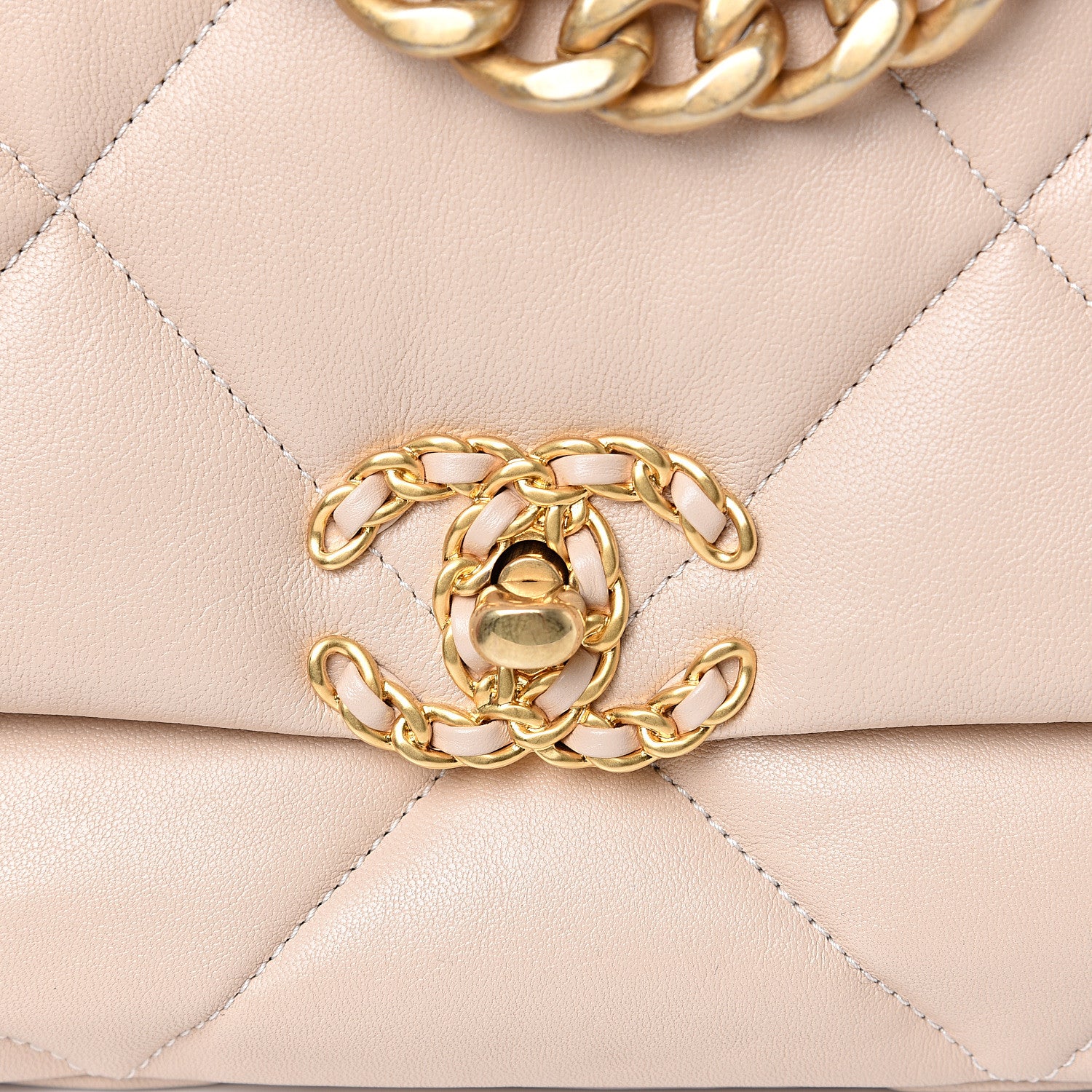 Chanel Lambskin Quilted Medium 19 Flap Light Beige 9 of 9