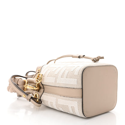Fendi Canvas Nappa F is Fendi FF Embroidered Mini Mon Tresor Bucket Bag Grezzo White Nuvola 4 of 12