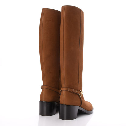 Gucci Calfskin Tess Horsebit Tall Boots 38.5 Nut Brown 4 of 7