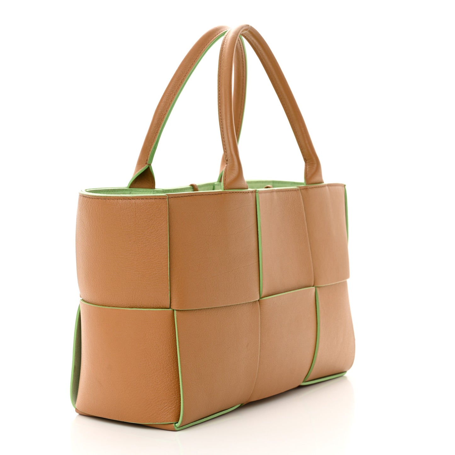 Nappa Intrecciato Small Arco Tote Carmel Pistachio