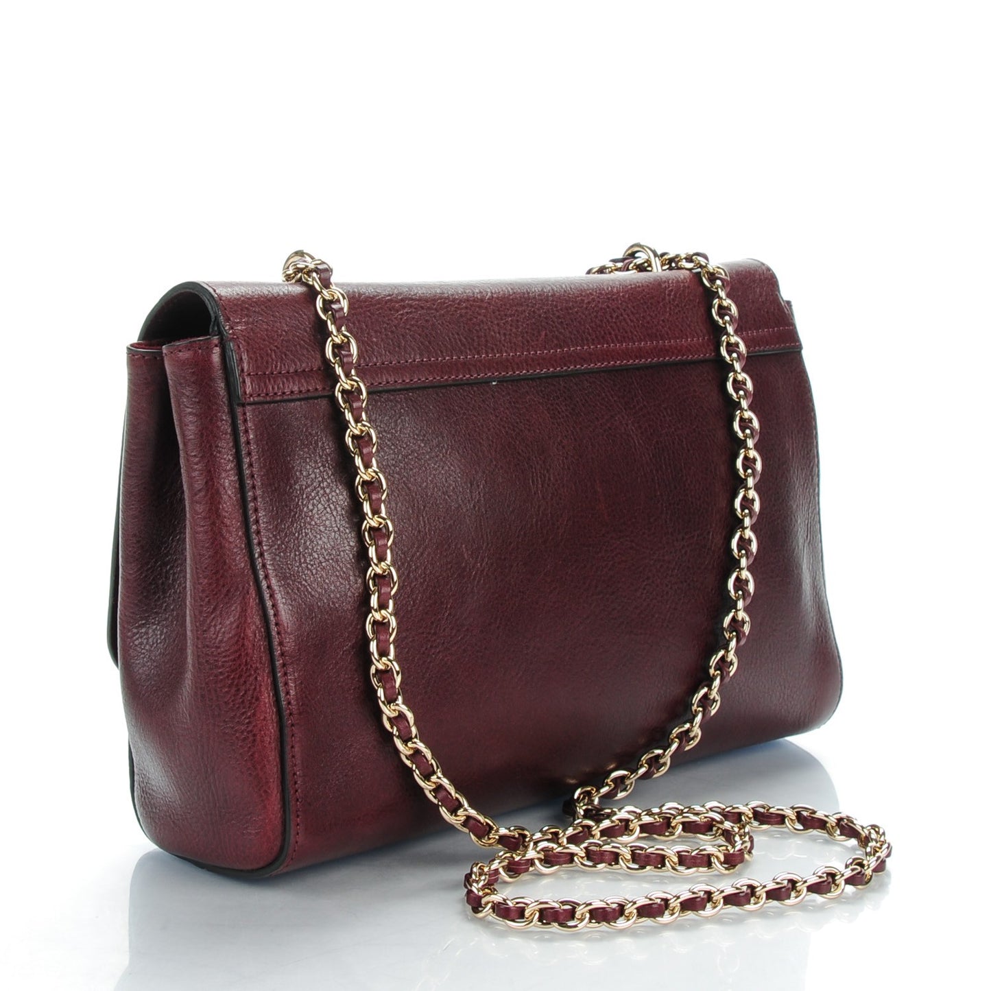 Natural Calfskin Medium Lily Flap Oxblood
