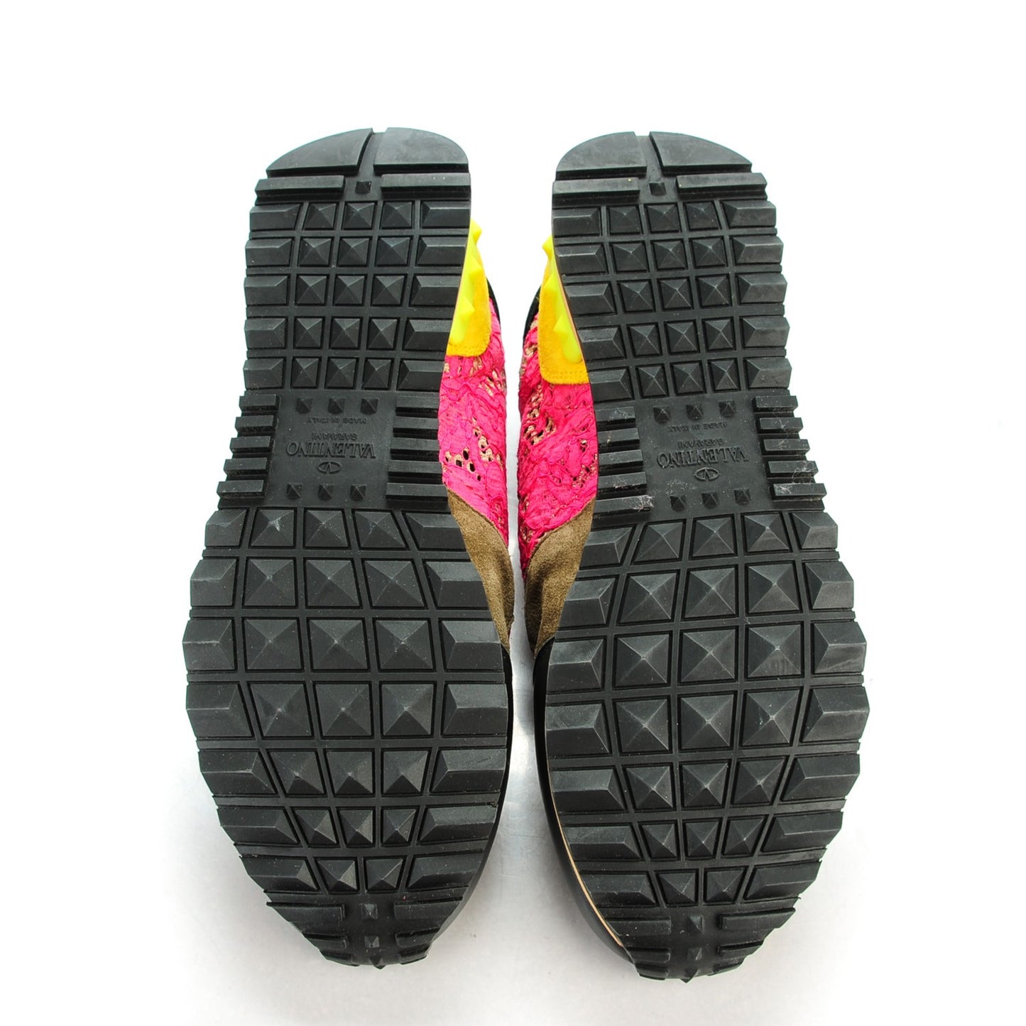 Macrame Lace Suede Womens Rockrunner Sneakers 37 Fuchsia Yellow