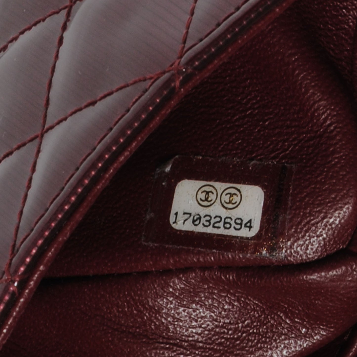 Striated Patent Quilted Mini Flap Burgundy