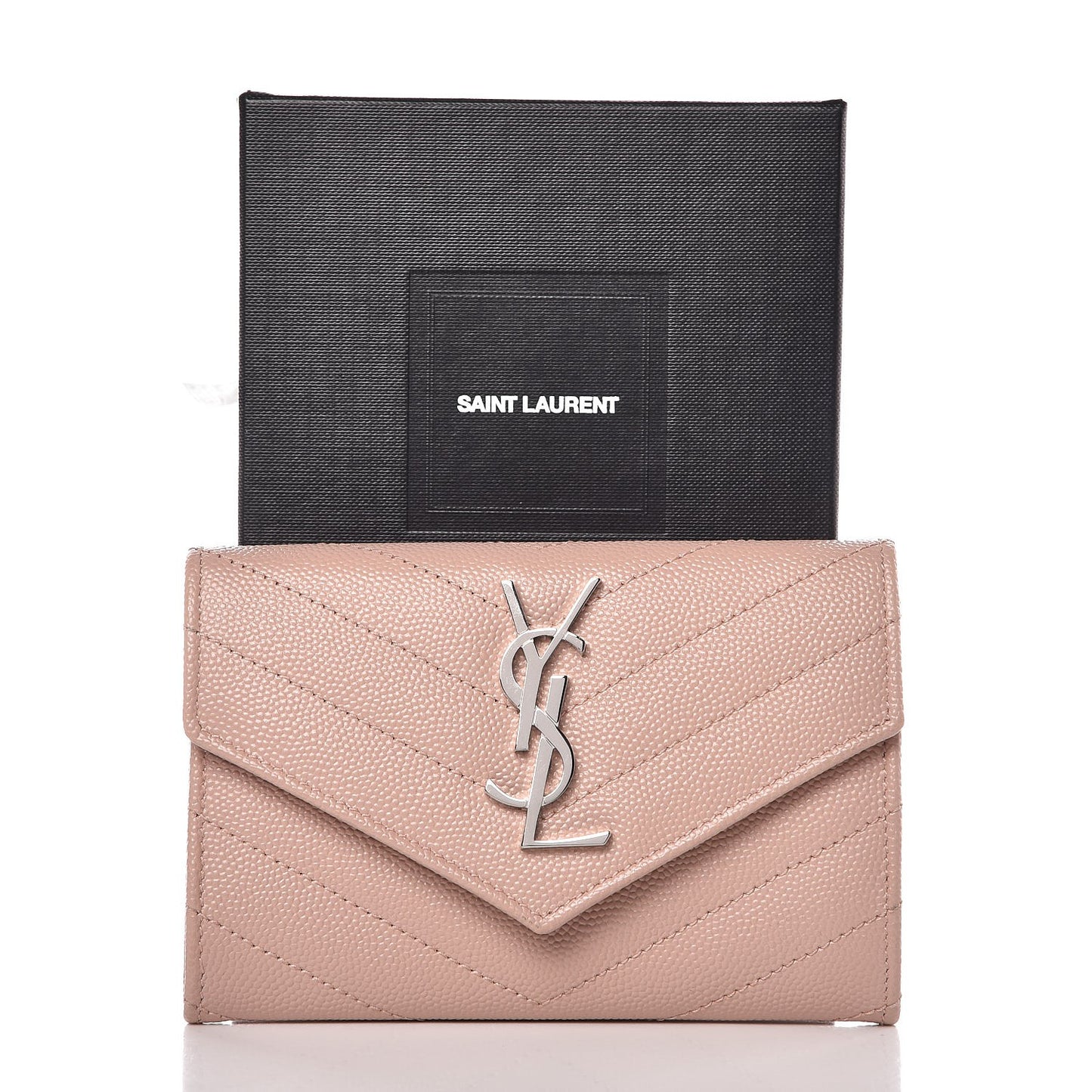 Grain De Poudre Matelasse Chevron Small Monogram Envelope Wallet Pale Blush