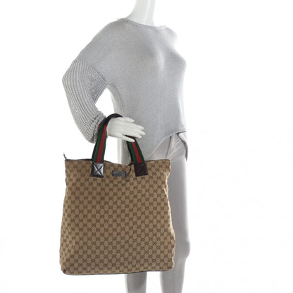 Gucci GG Monogram Large Web Handle Vertical Tote Dark Brown 2 of 13