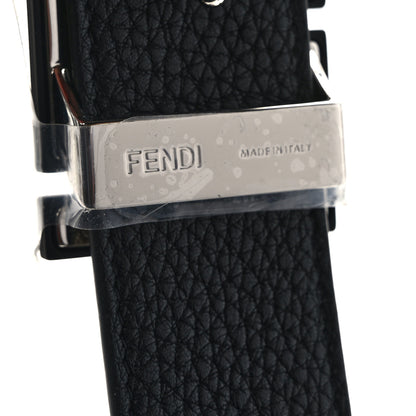 Fendi Cuoio Romano Glazed Fabric Enamel FF 1974 Reversible Belt 85 34 Black Tobacco 3 of 5